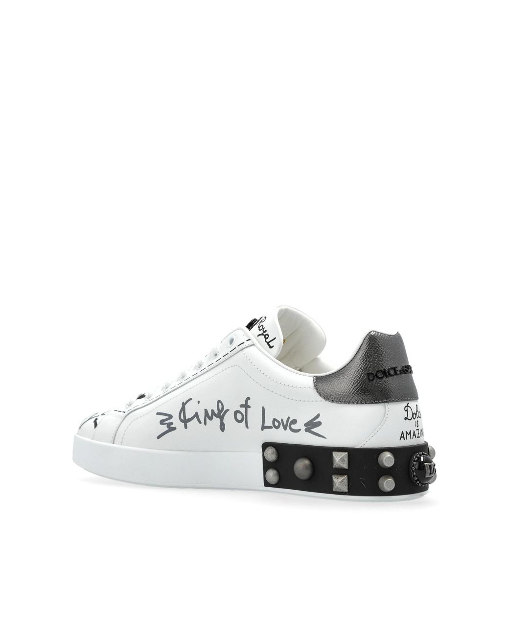 Dolce & Gabbana White Portofino Graffiti Sneakers for men