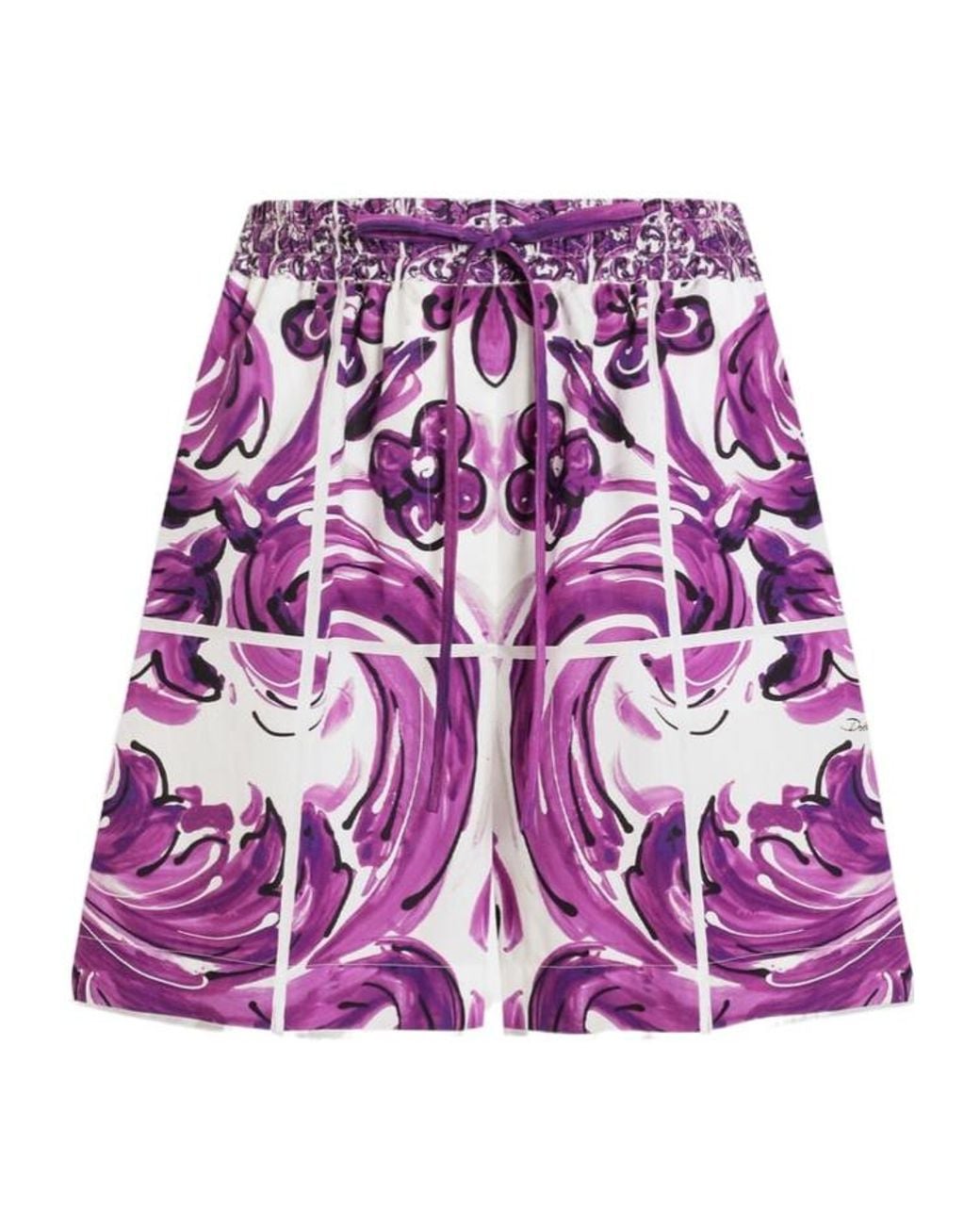 Dolce & Gabbana Purple Majolica Printed Poplin Shorts