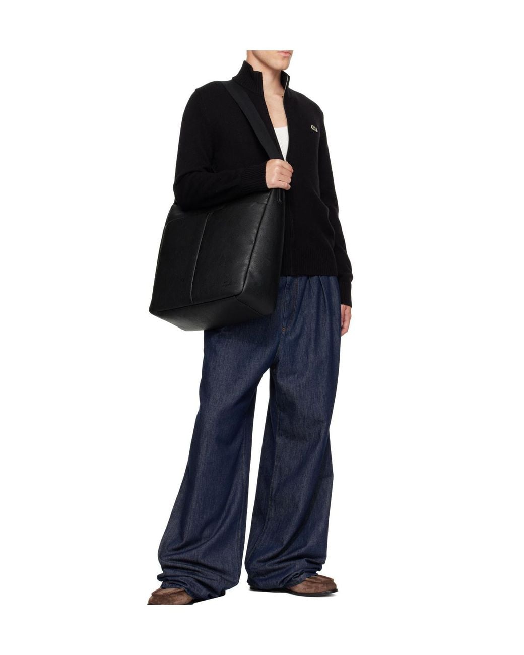 Lacoste Black Large Magnus Shoulder Bag for men