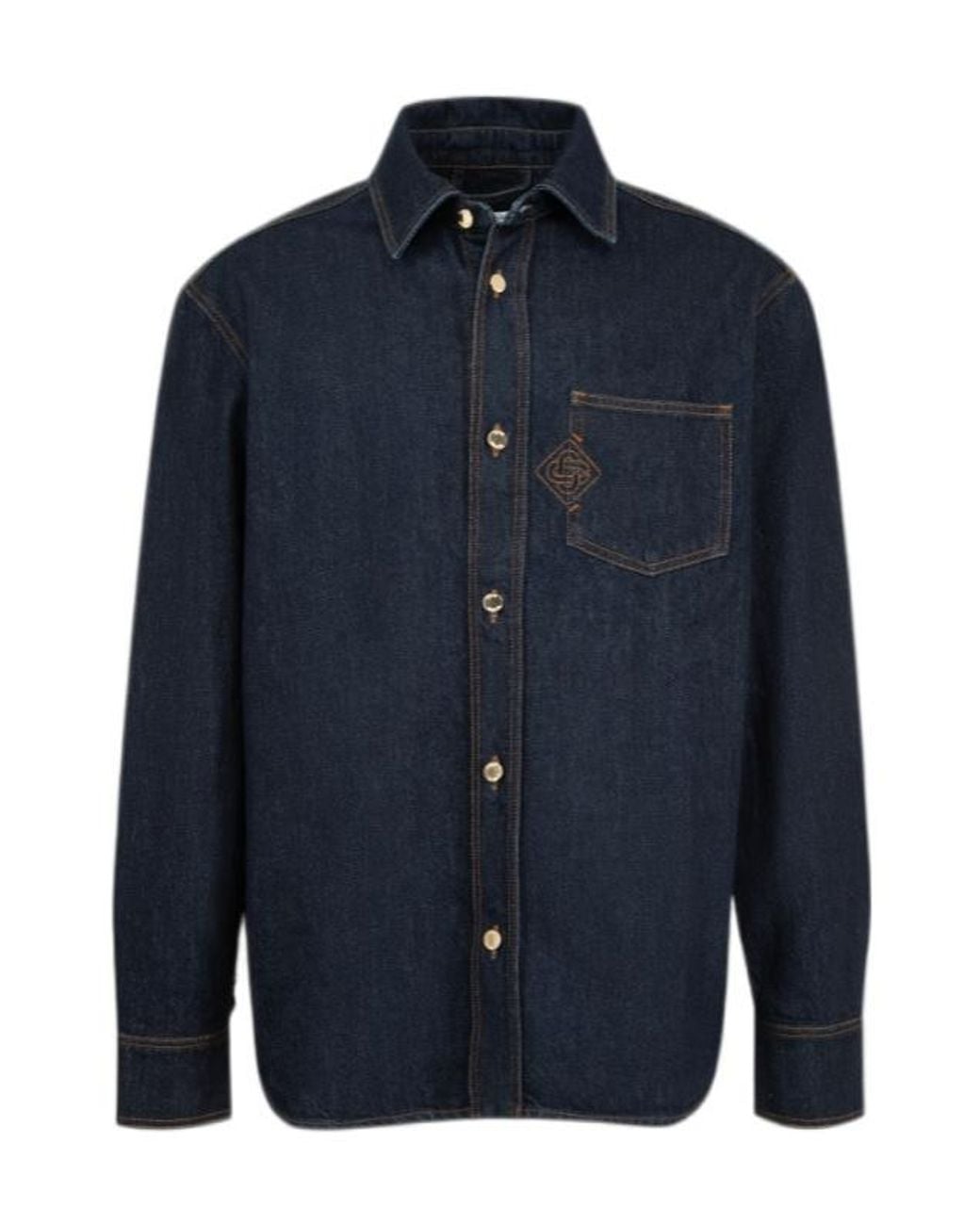 Casablanca Blue Logo-Embroidered Overshirt for men