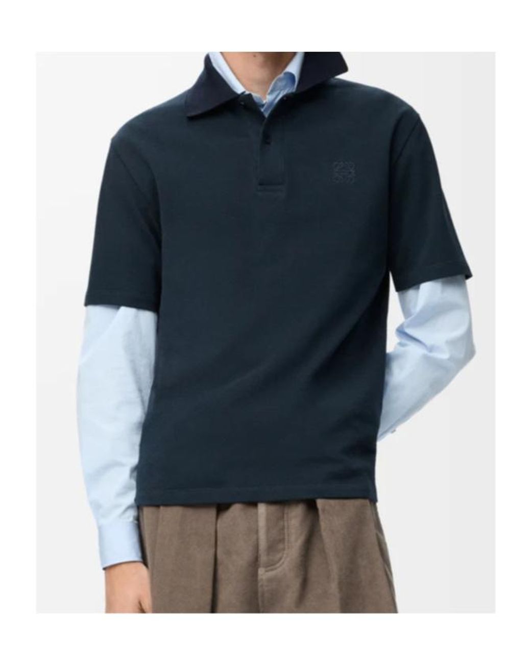 Loewe Blue Embroidered Short-Sleeved Polo Shirt for men