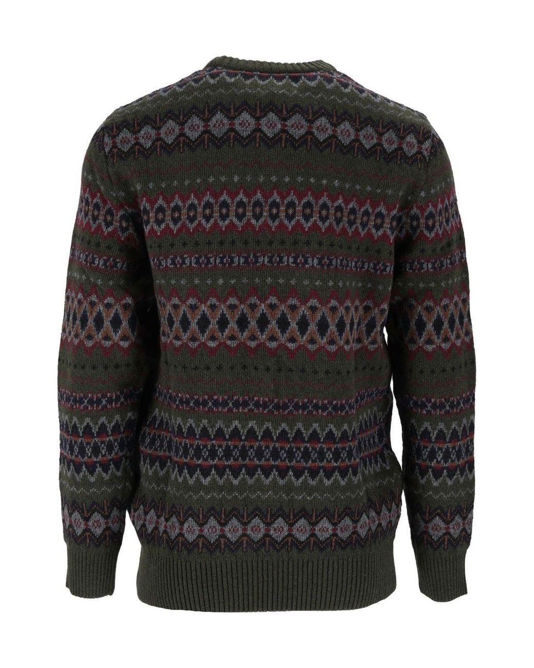 Barbour Black Crew Neck Fair Isle Knit Sweater for men