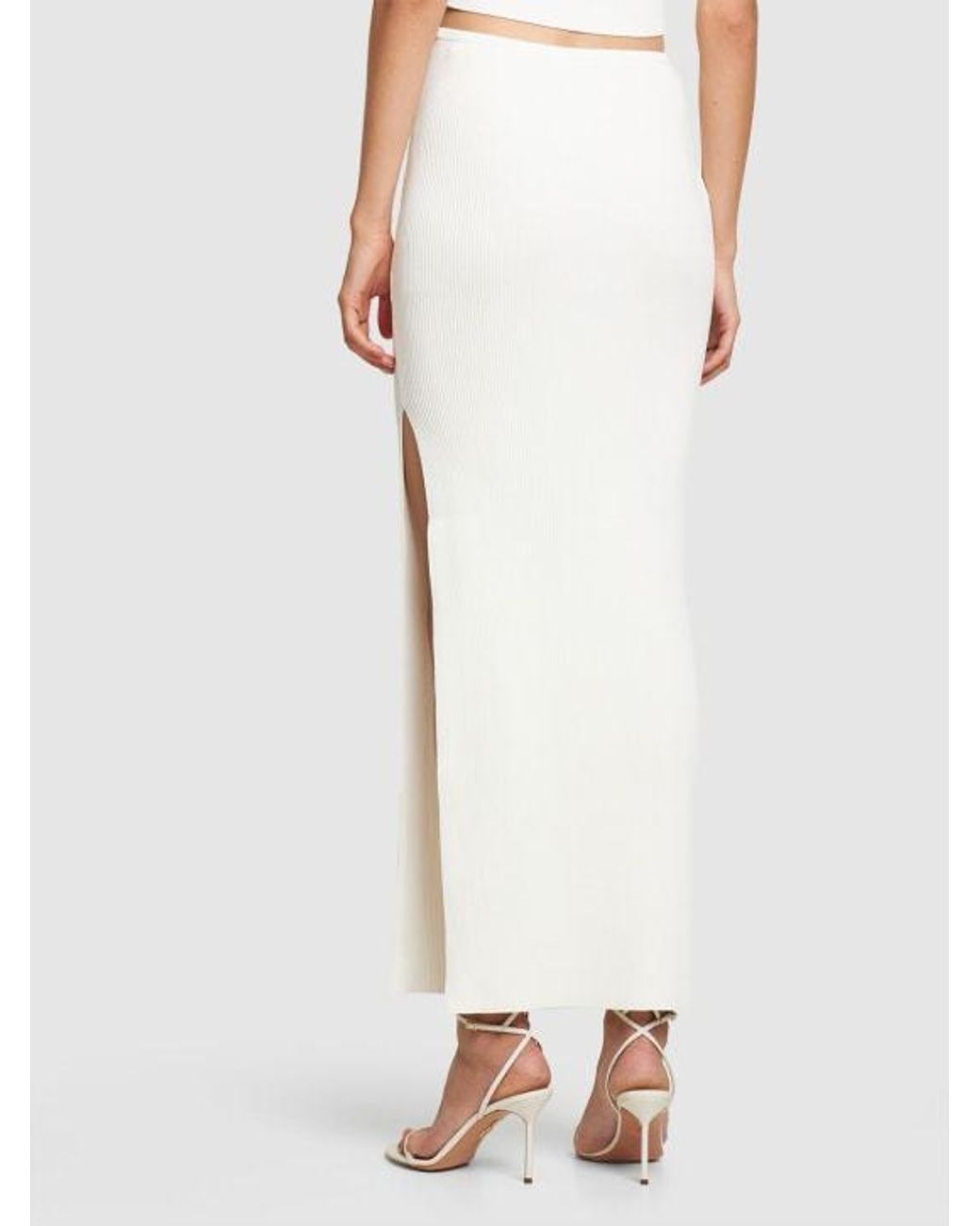 Christopher Esber White Slash Cut Out Knit High Waist Long Skirt