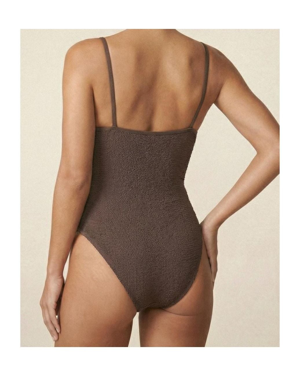 Reina Olga Brown Circe Crinkle-Effect Swimsuit