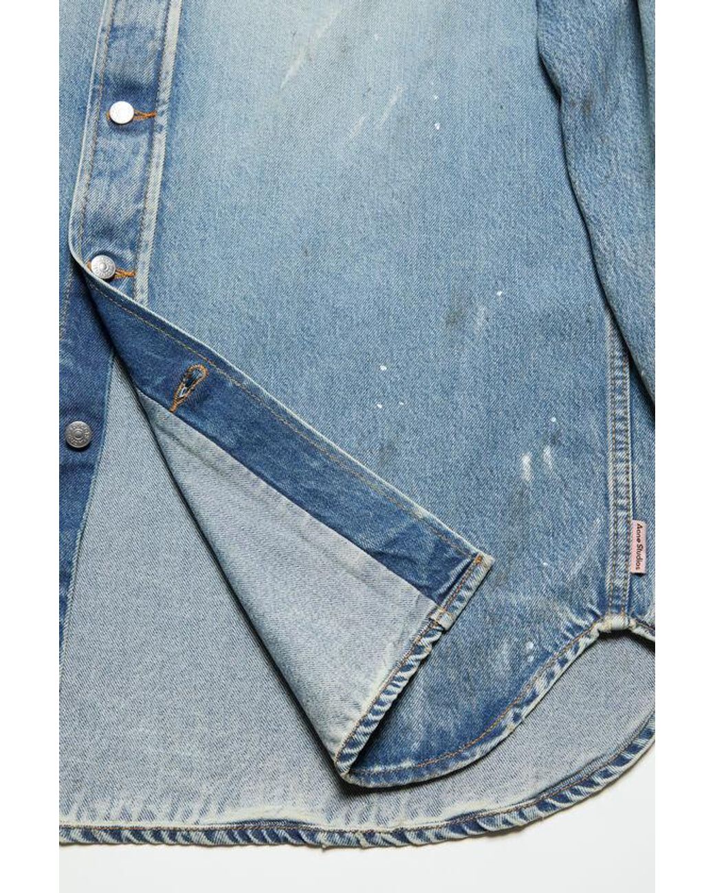 Acne Blue Paint Printed Denim Shirt for men