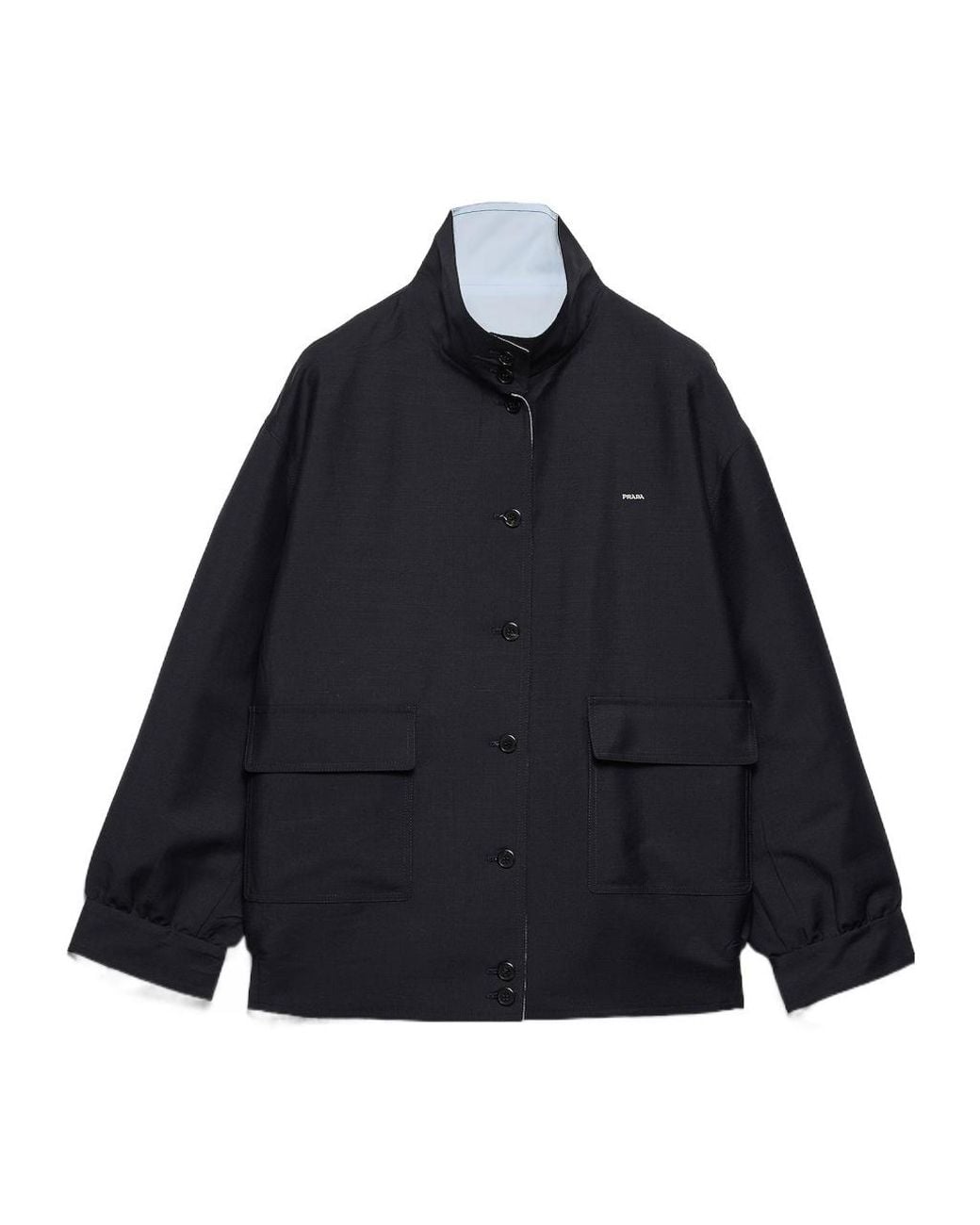 Prada Blue Kid Mohair And Poplin Jacket