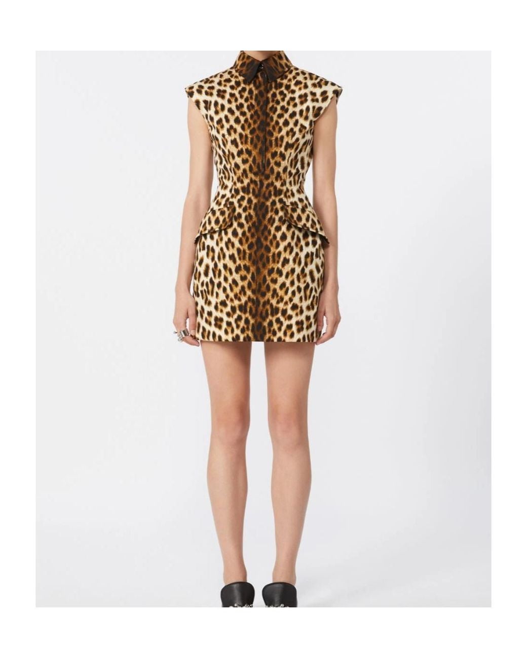 Sportmax Brown Cotton Mini Dress With Animal Print