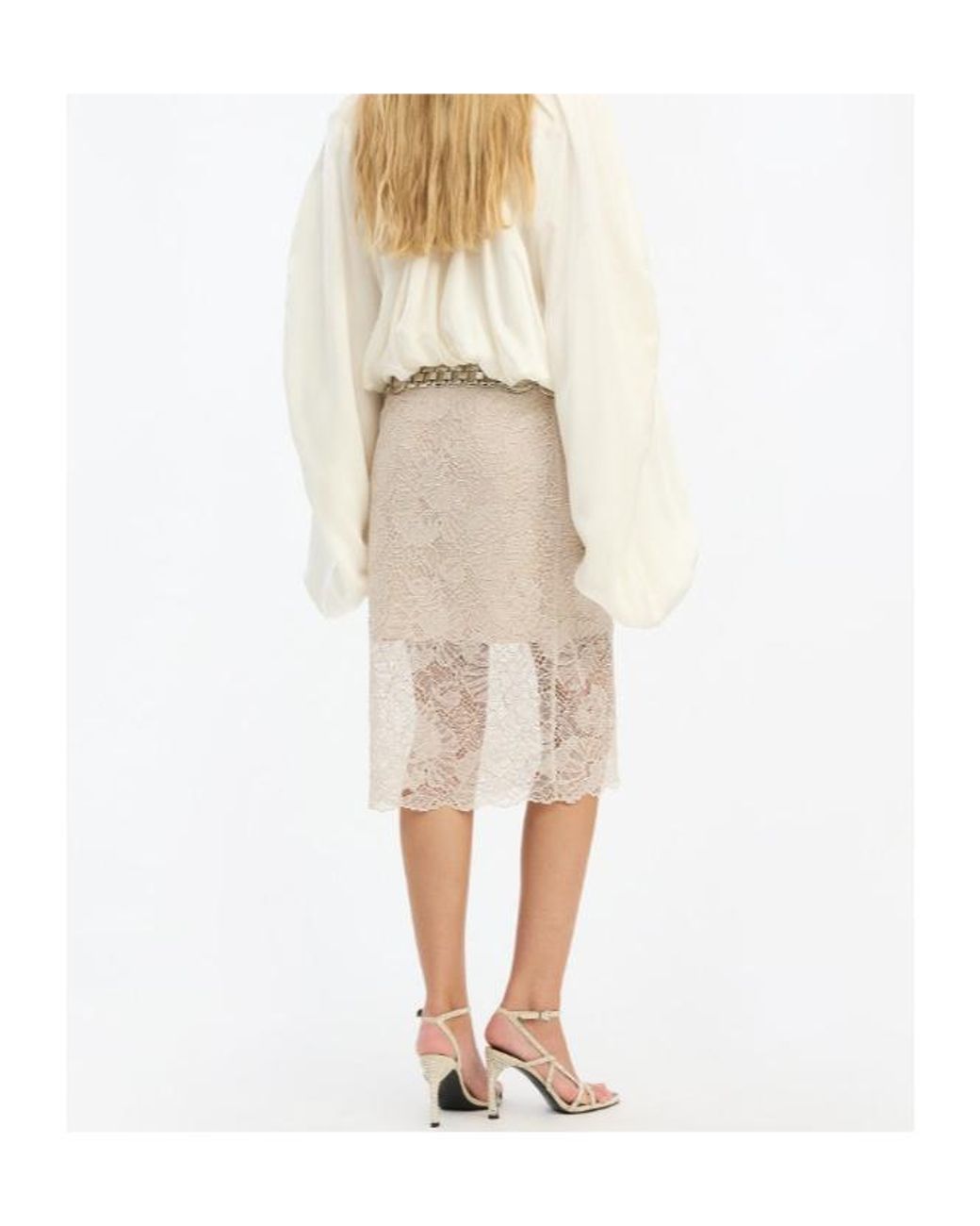 ROTATE BIRGER CHRISTENSEN Natural Lace Midi Skirt