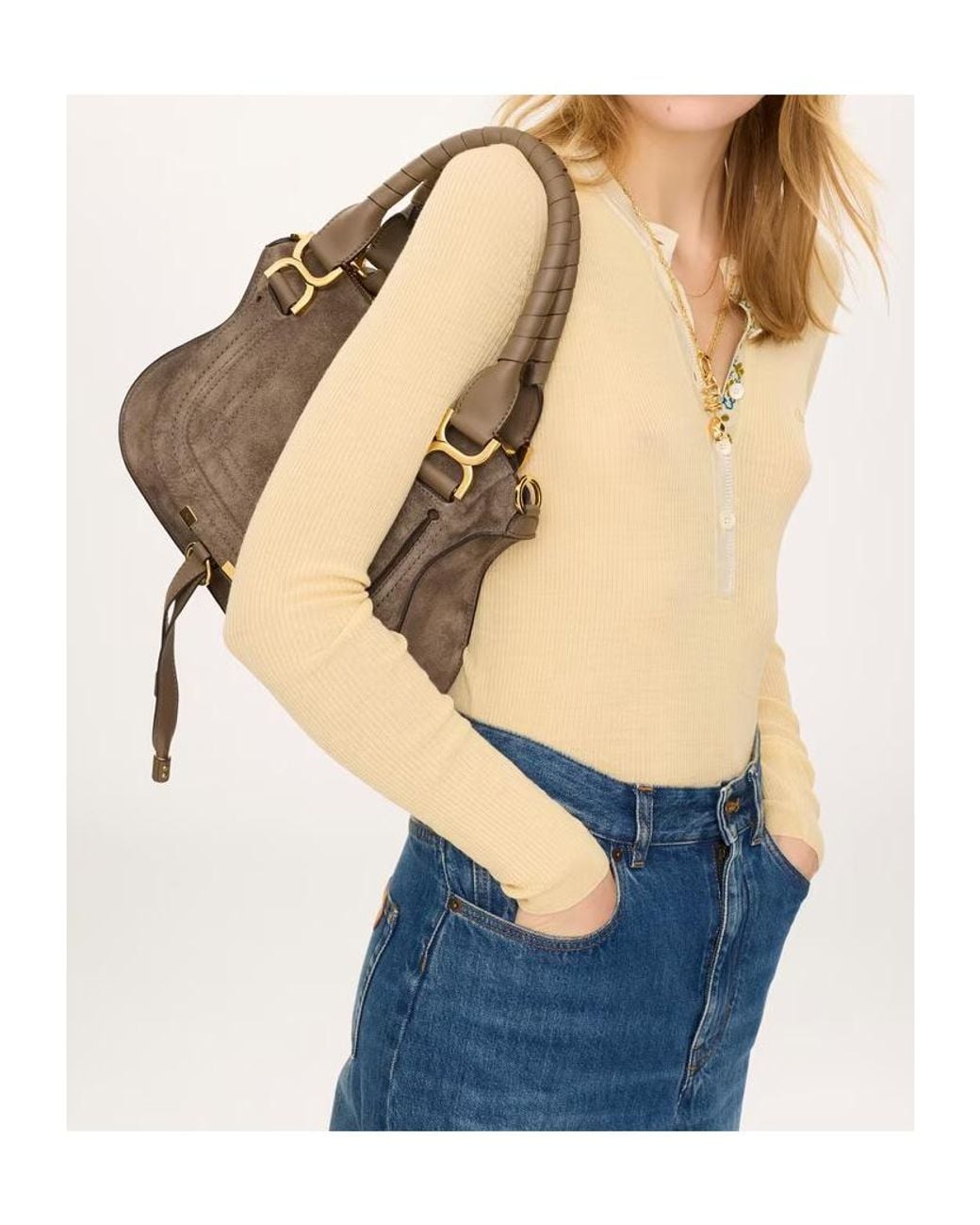 Chloé Brown Chloé Marcie Small Suede Shoulder Bag
