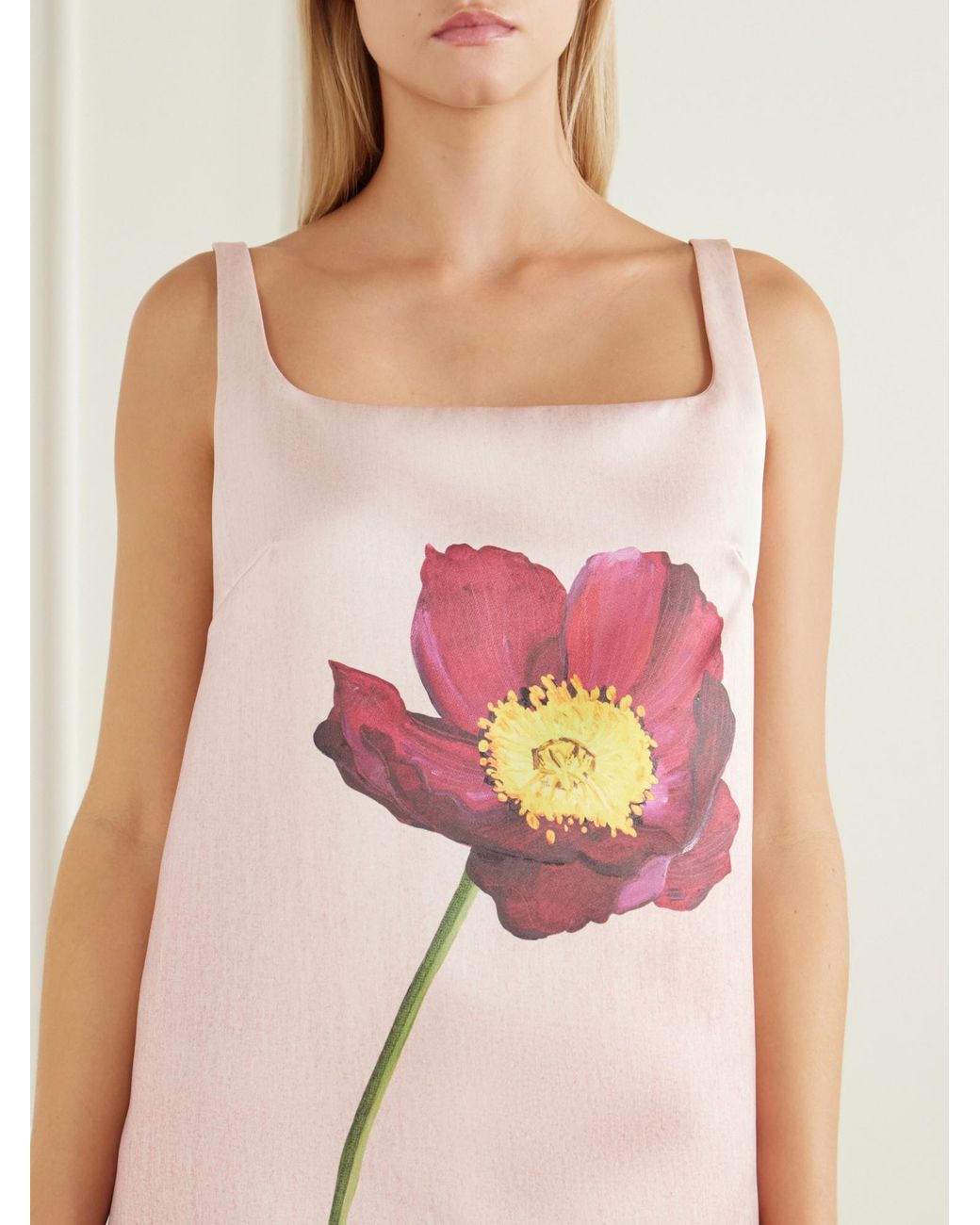 Oscar de la Renta Pink Printed Satin Mini Dress