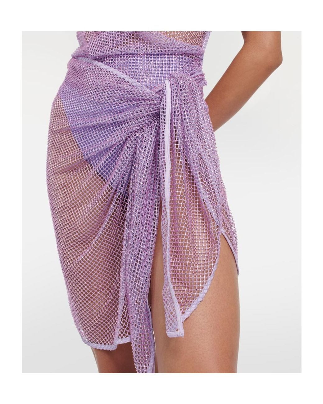 Jonathan Simkhai Purple Doris Embellished Mesh Beach Cover-Up