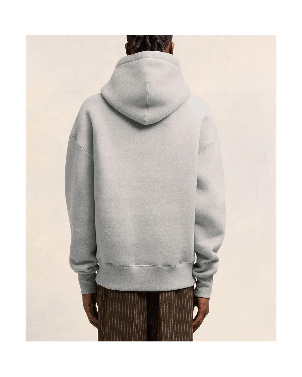 AMI Gray Long-Sleeved Drawstring Hoodie for men