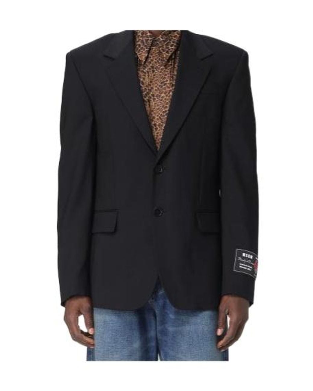 MSGM Black Single-Breasted Blazer for men