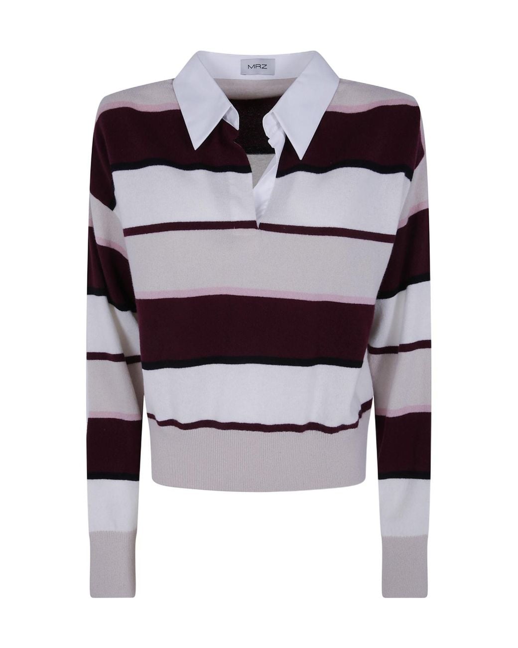 Mrz Multicolor Oversized Long Sleeves Polo Neck Sweater