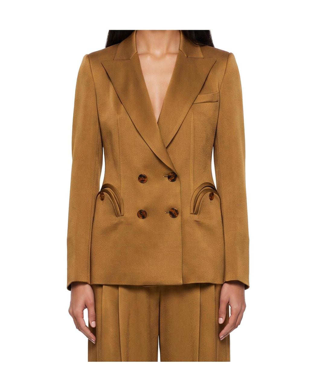 Blazé Milano Brown Blazé Milano Double-Breasted Tailored Blazer