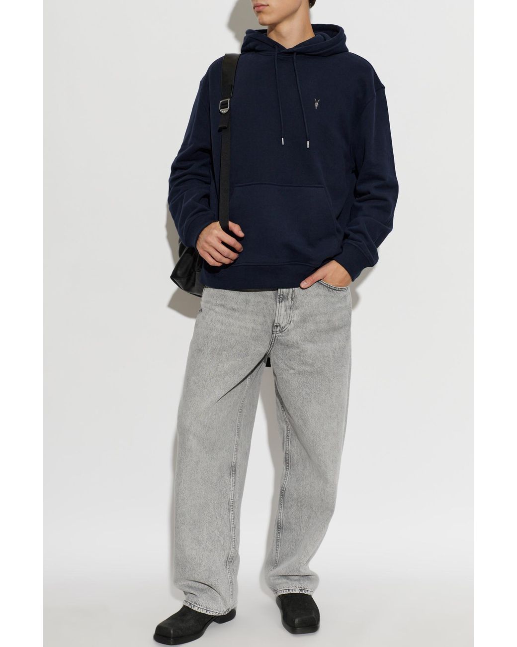 AllSaints Blue Asher Logo Hoodie for men