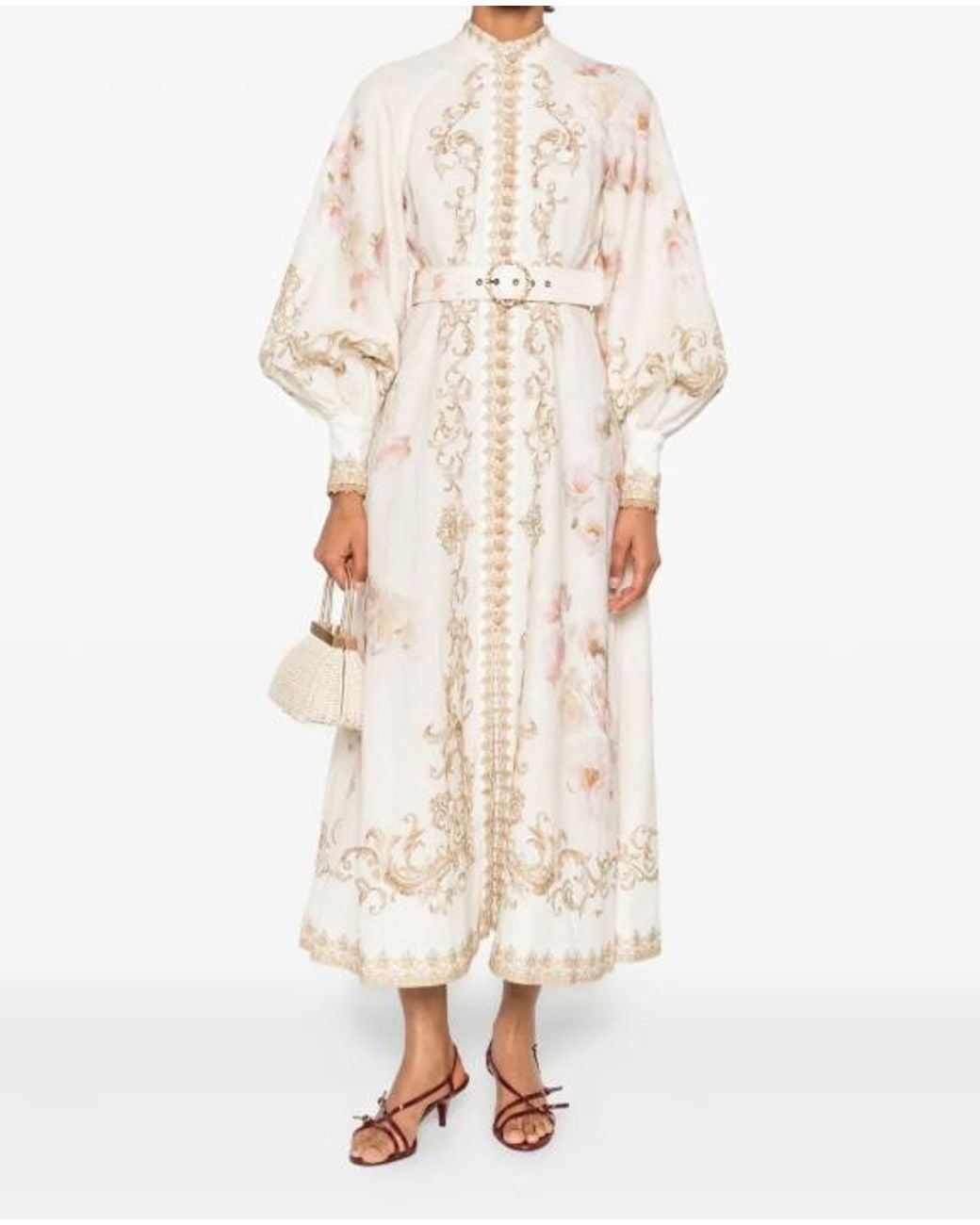 Zimmermann Natural 'Hypnotic Buttoned Midi' Dress