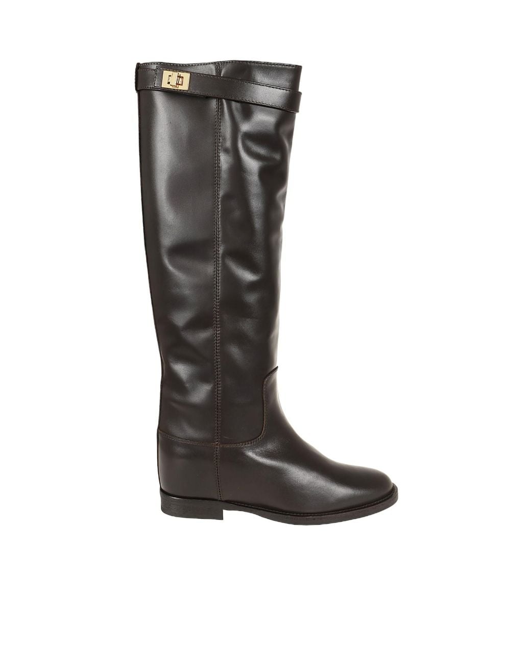 Via Roma 15 Black Buckle Detailed Round Toe Boots