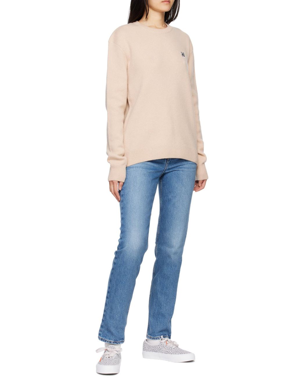 Maison Kitsuné Natural Fox Crew-Neck Wool Jumper for men