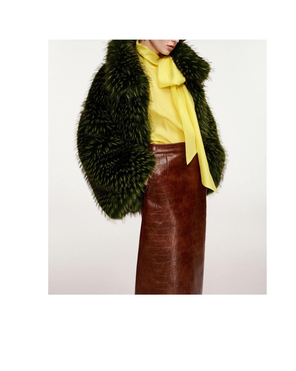 Essentiel Antwerp Green Kastanje Oversized Faux Fur Coat