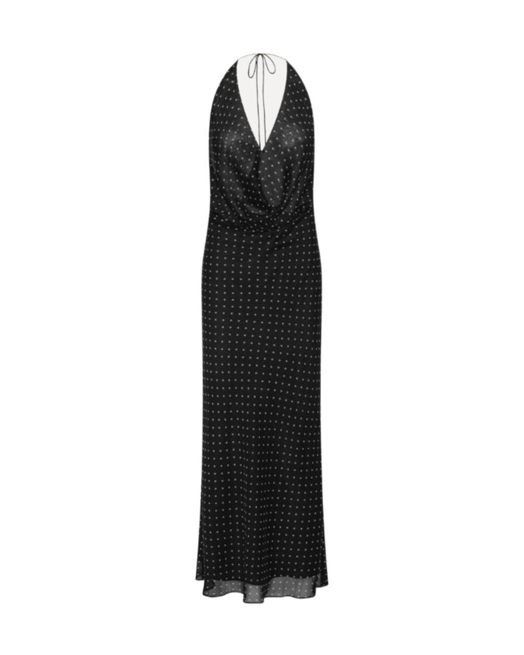 ROTATE BIRGER CHRISTENSEN Black Chiffon Halterneck Dress
