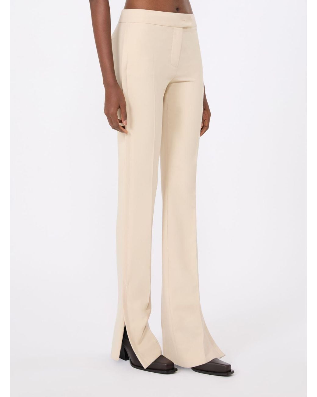 Sportmax White Fitted Flared Trousers