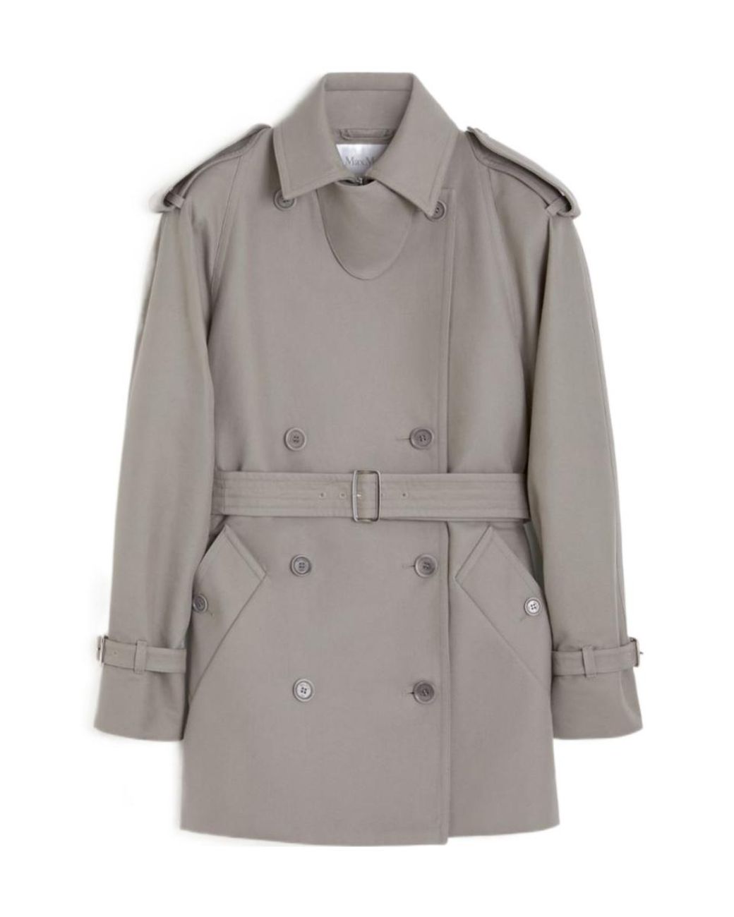 Max Mara Gray Double-Breasted Belted Coat