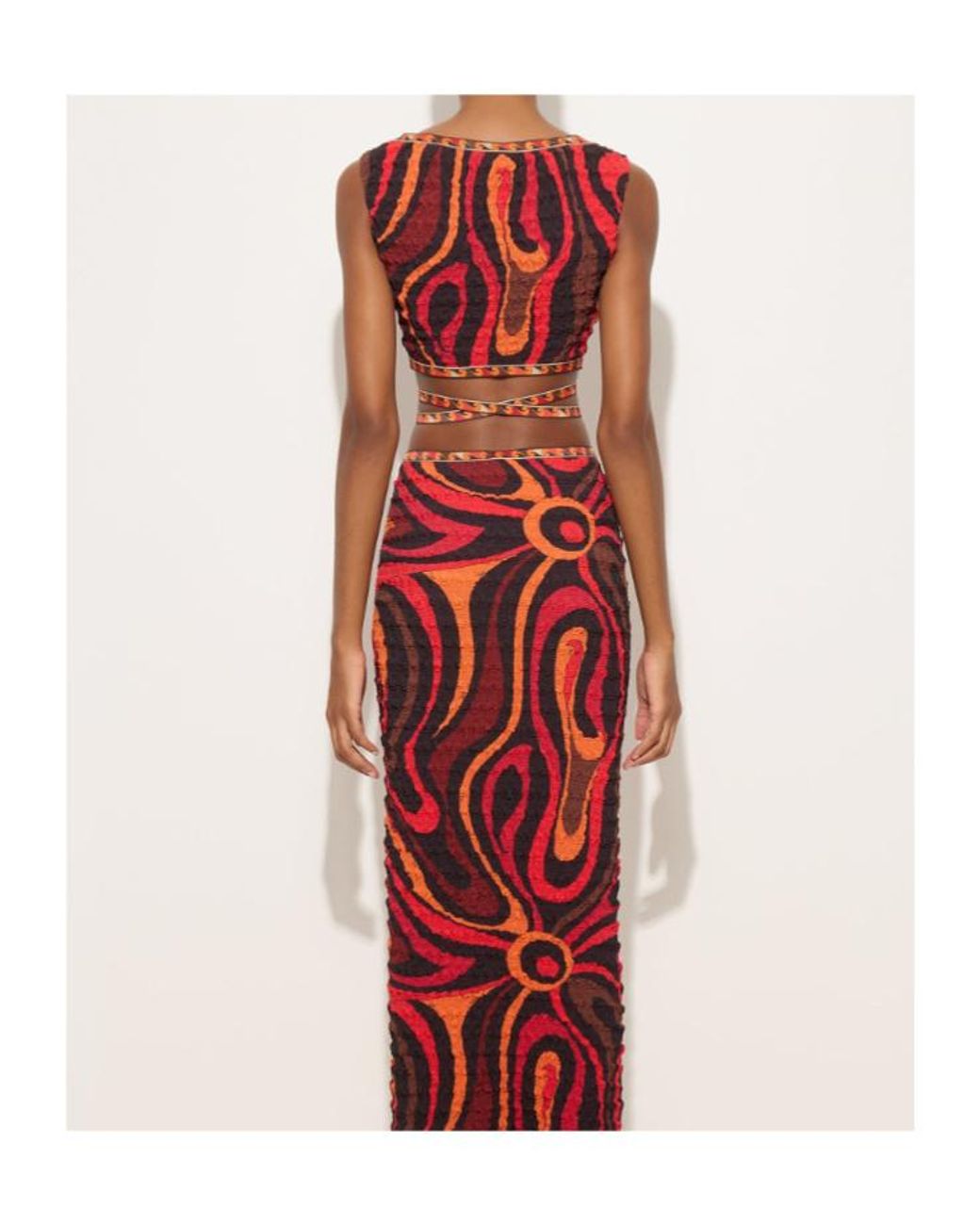 Emilio Pucci Red Marmo-Print Wrap-Around Top