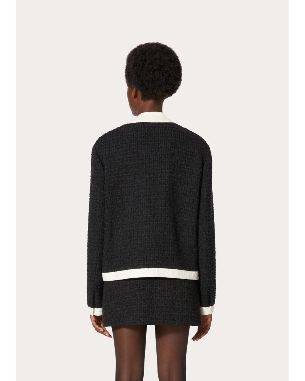 Valentino Black Bow-Detail Tweed Jacket