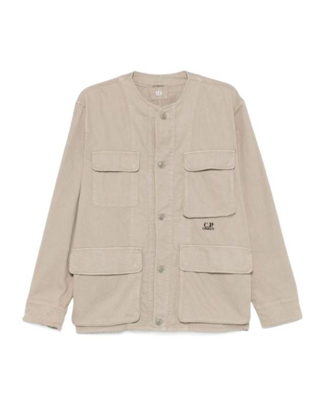 C P Company Natural Armored-Stretch Buttoned Overshirt for men