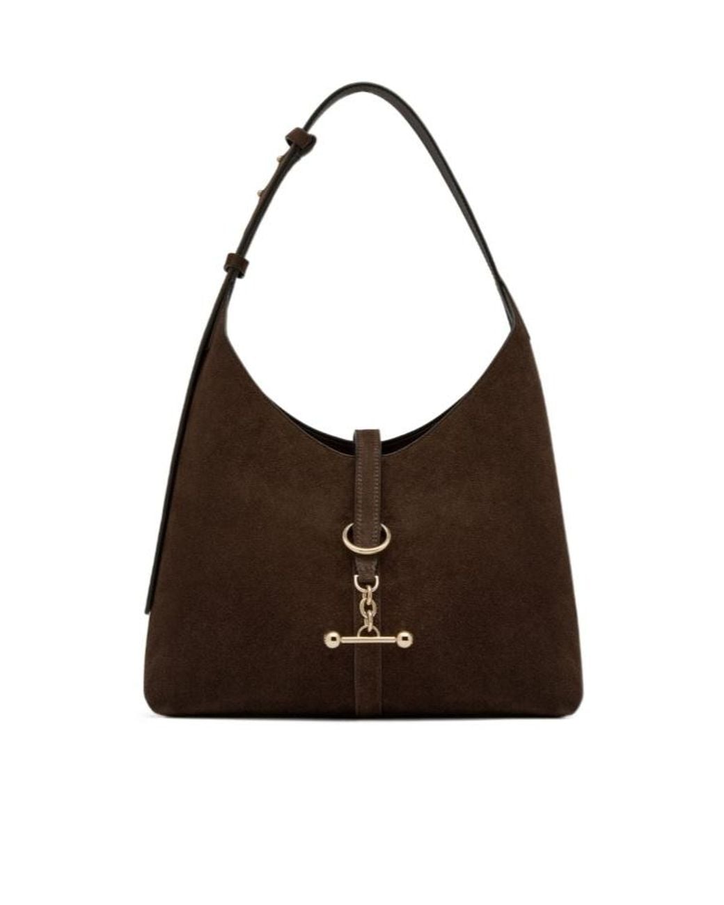 Strathberry Brown Bar-Detail Suede Shoulder Bag