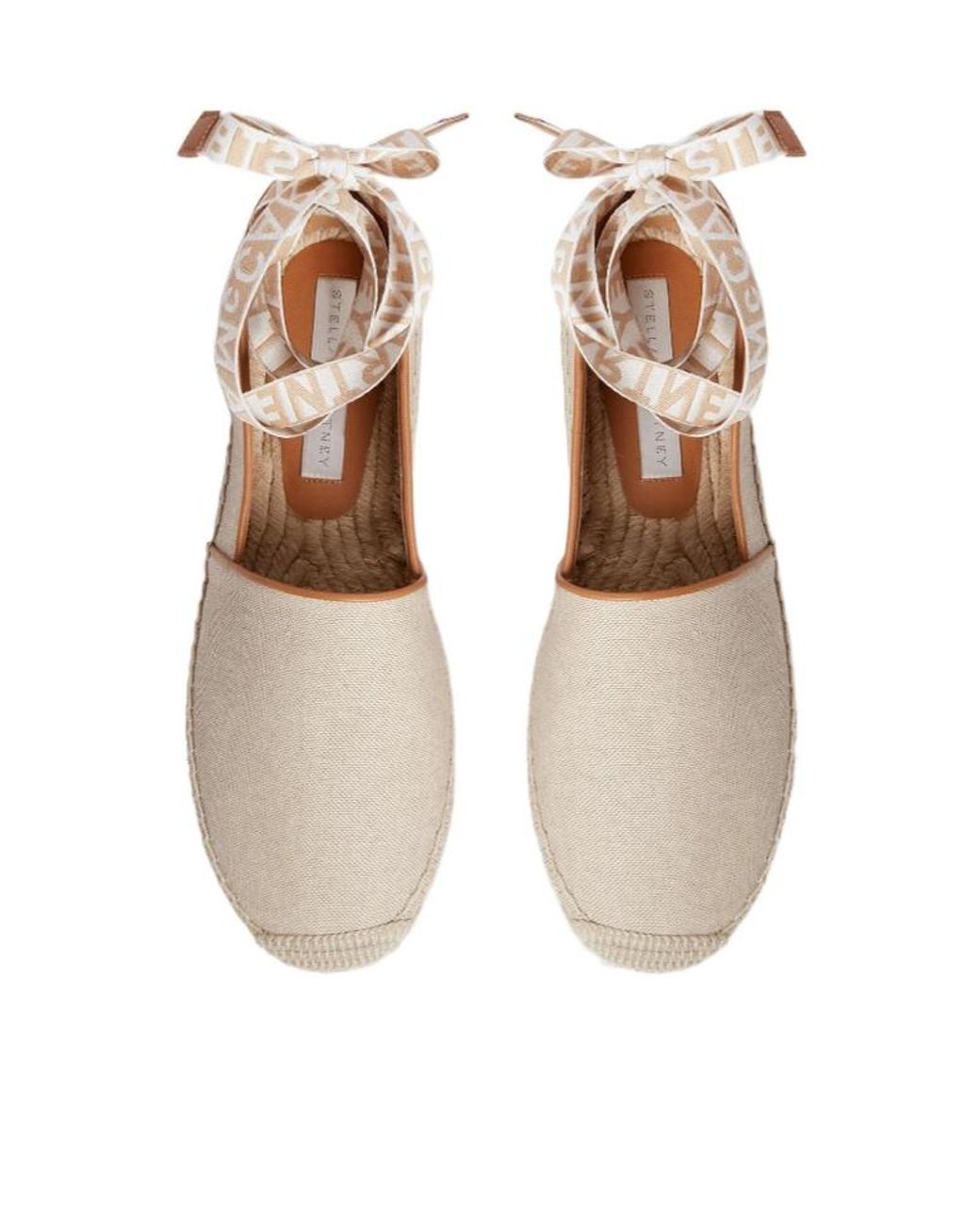Stella McCartney White Logo-Lettering Flat Espadrilles