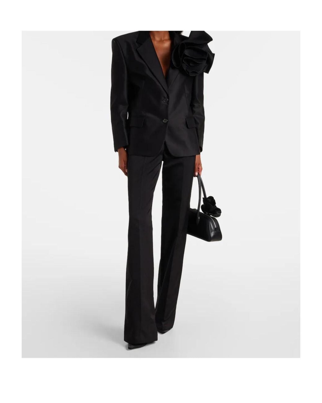 Magda Butrym Black Cotton And Silk Flared Pants