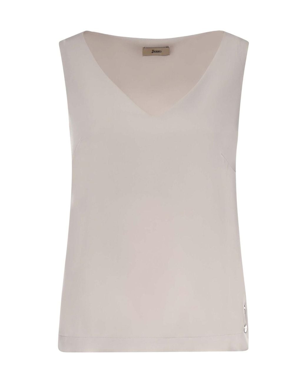 Herno Gray V-Neck Sleeveless T-Shirt