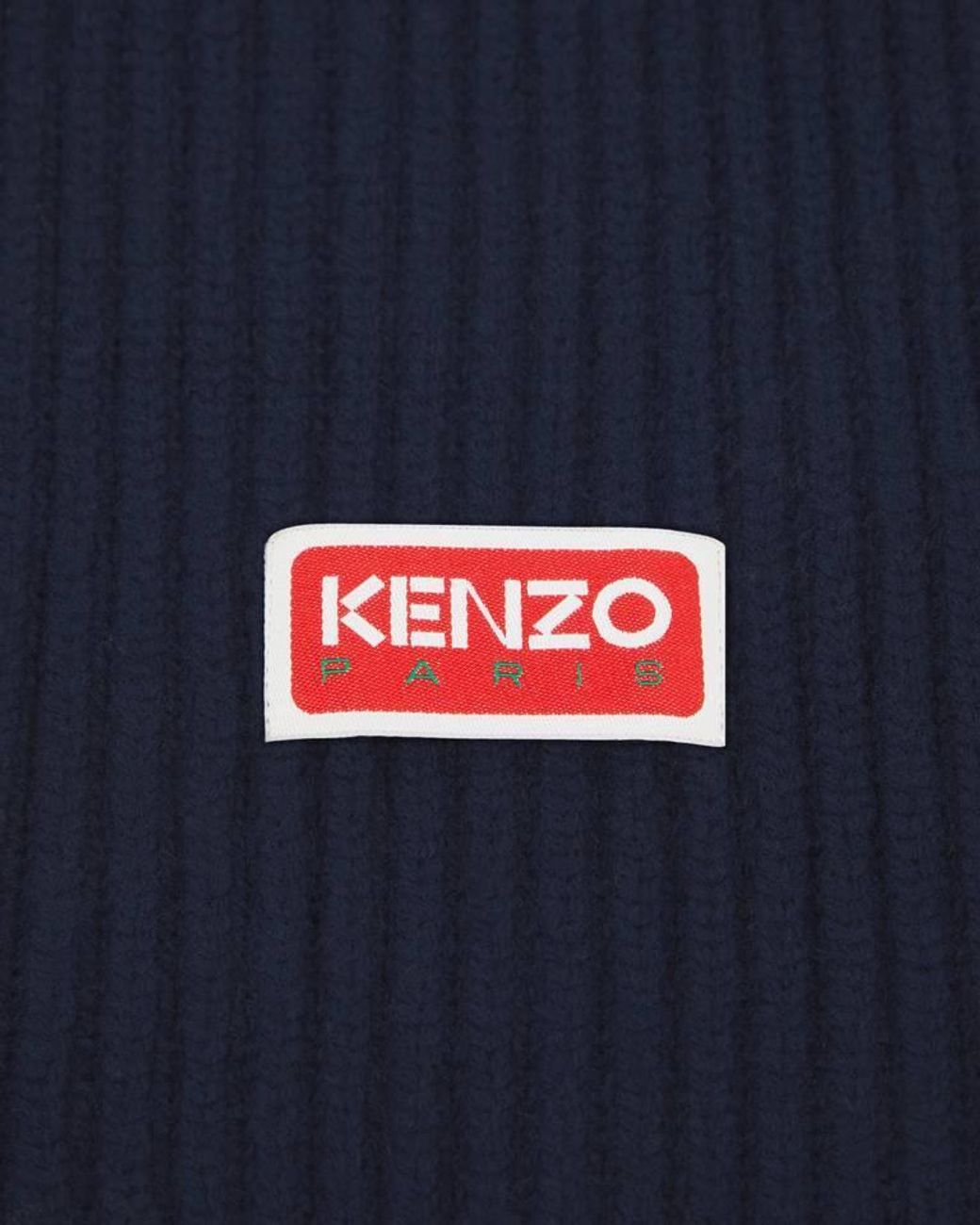 KENZO Blue Logo Patch Ribbed-Knit Scarf for men
