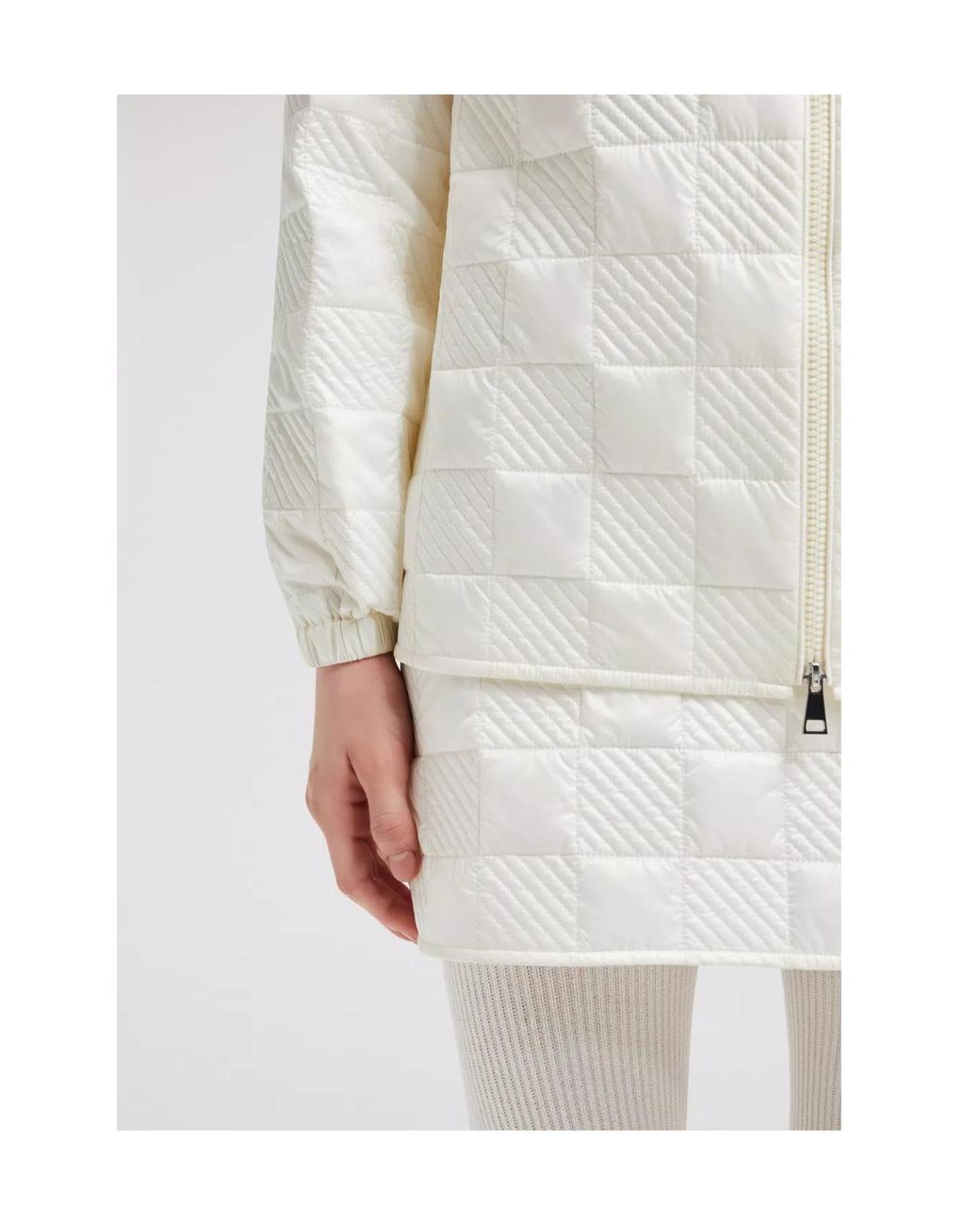 Moncler White Zip-Up Padded Jacket