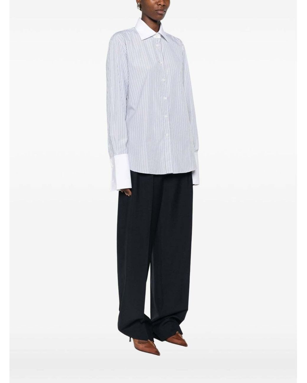 Prada Gray Striped Poplin Shirt