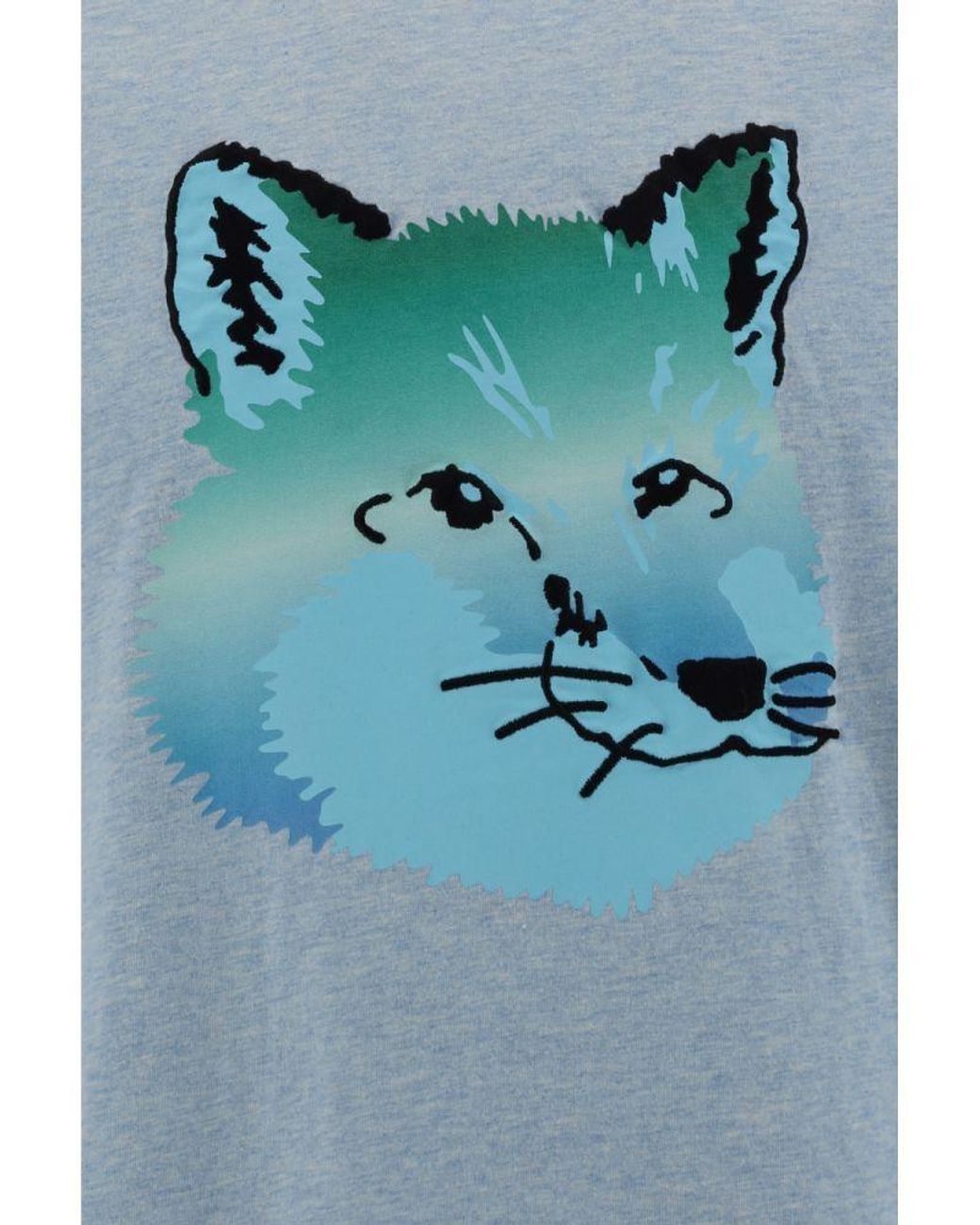 Maison Kitsuné Blue Maison Kitsuné Graphic Printed Crewneck T-Shirt for men