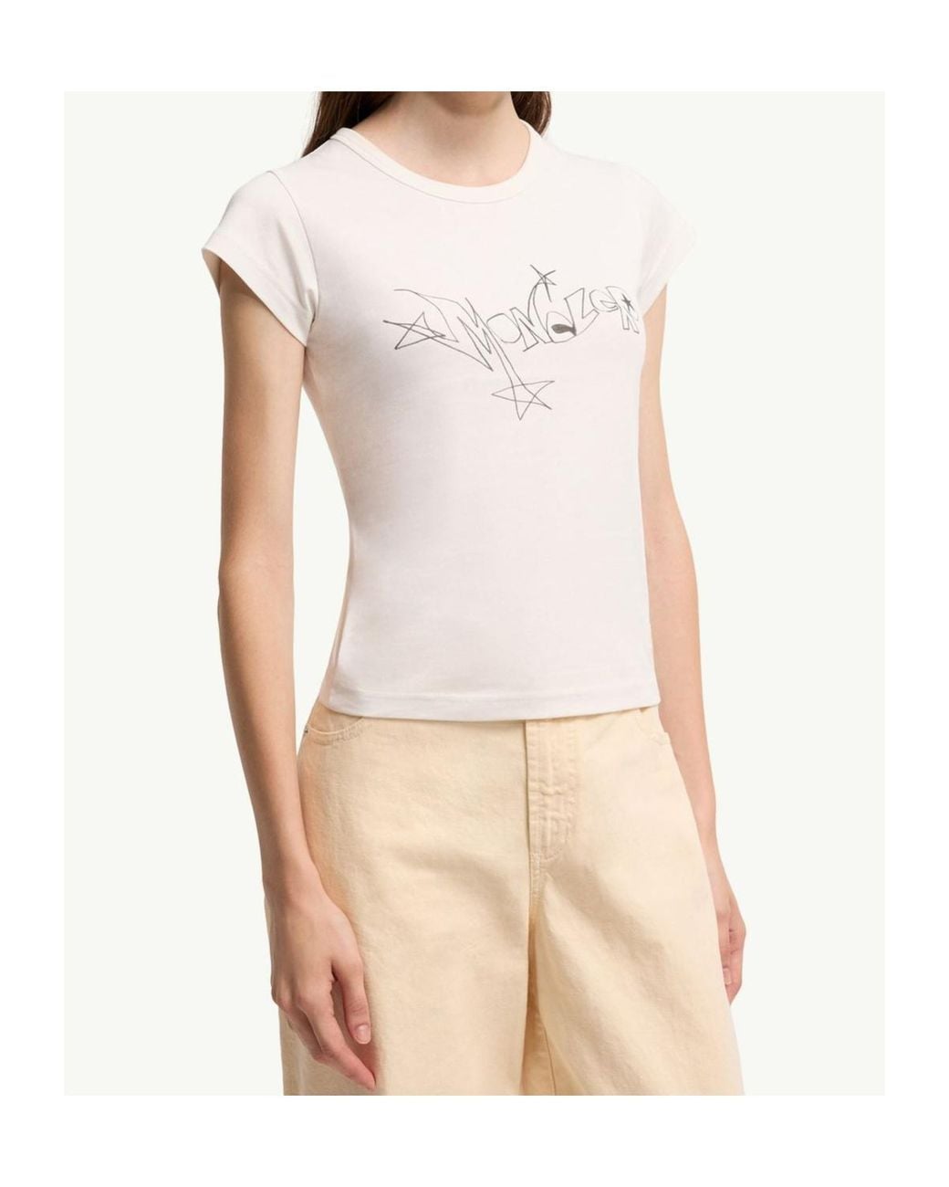 Moncler White Logo Printed Crewneck T-Shirt