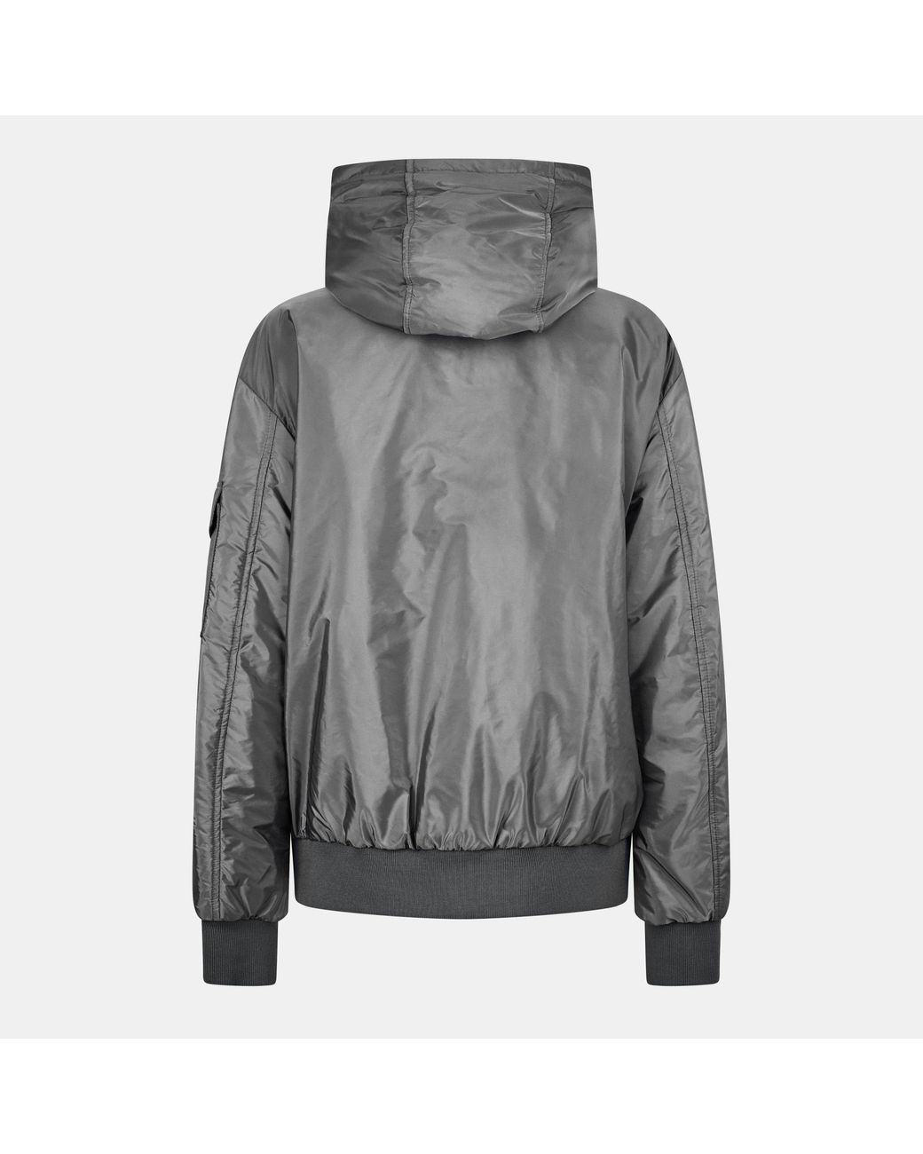 Moncler Gray Solid Bomber Jacket for men