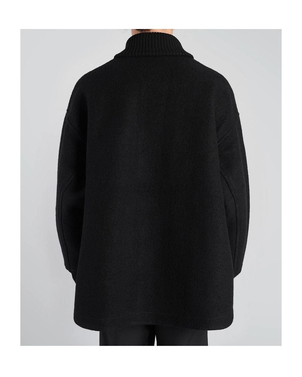 And Wander Black Ribbed-Knit-Collar Button-Up Coat for men