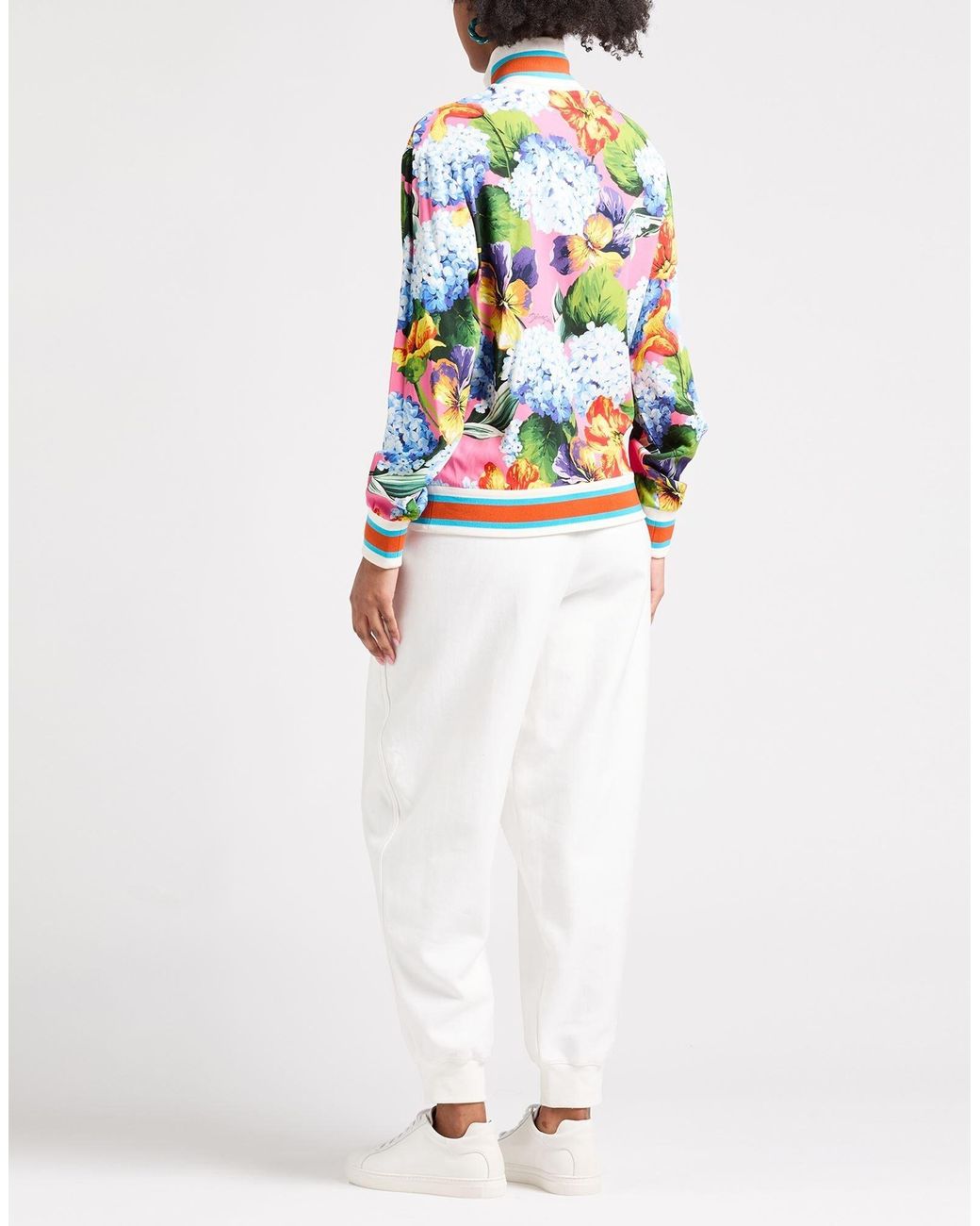 Dolce & Gabbana White Floral Print Casual Jacket