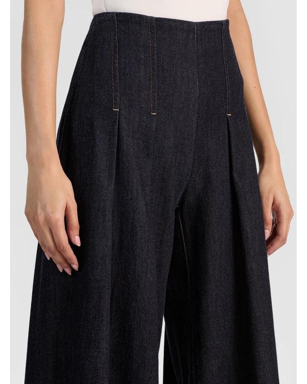 Alice + Olivia Blue Pleated Jeans