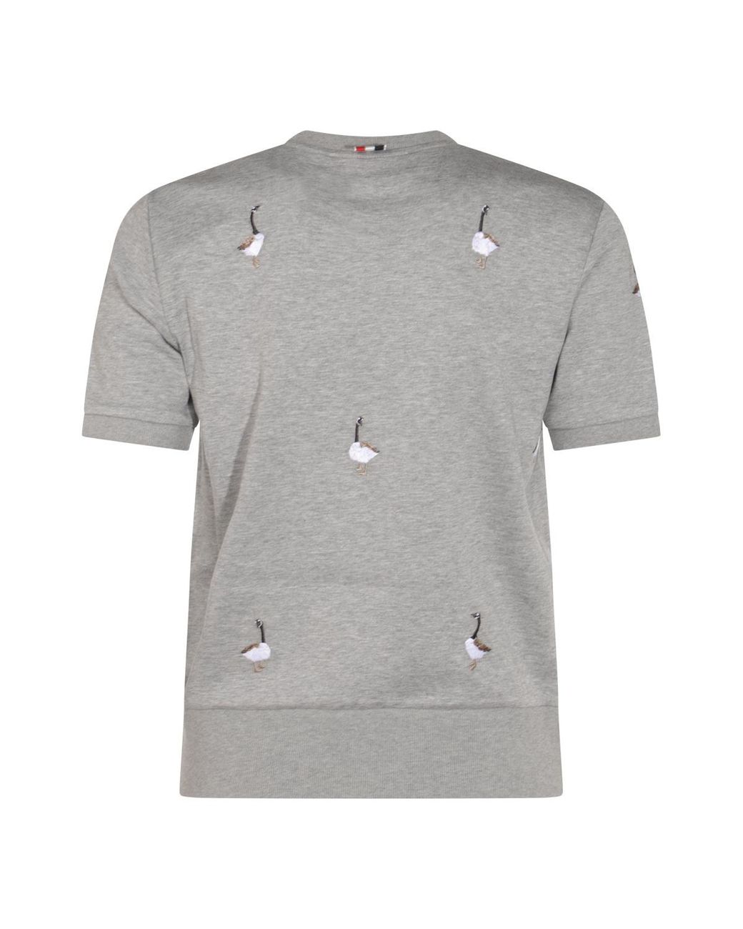 Thom Browne Gray Logo Patch Geese-Embroidered T-Shirt