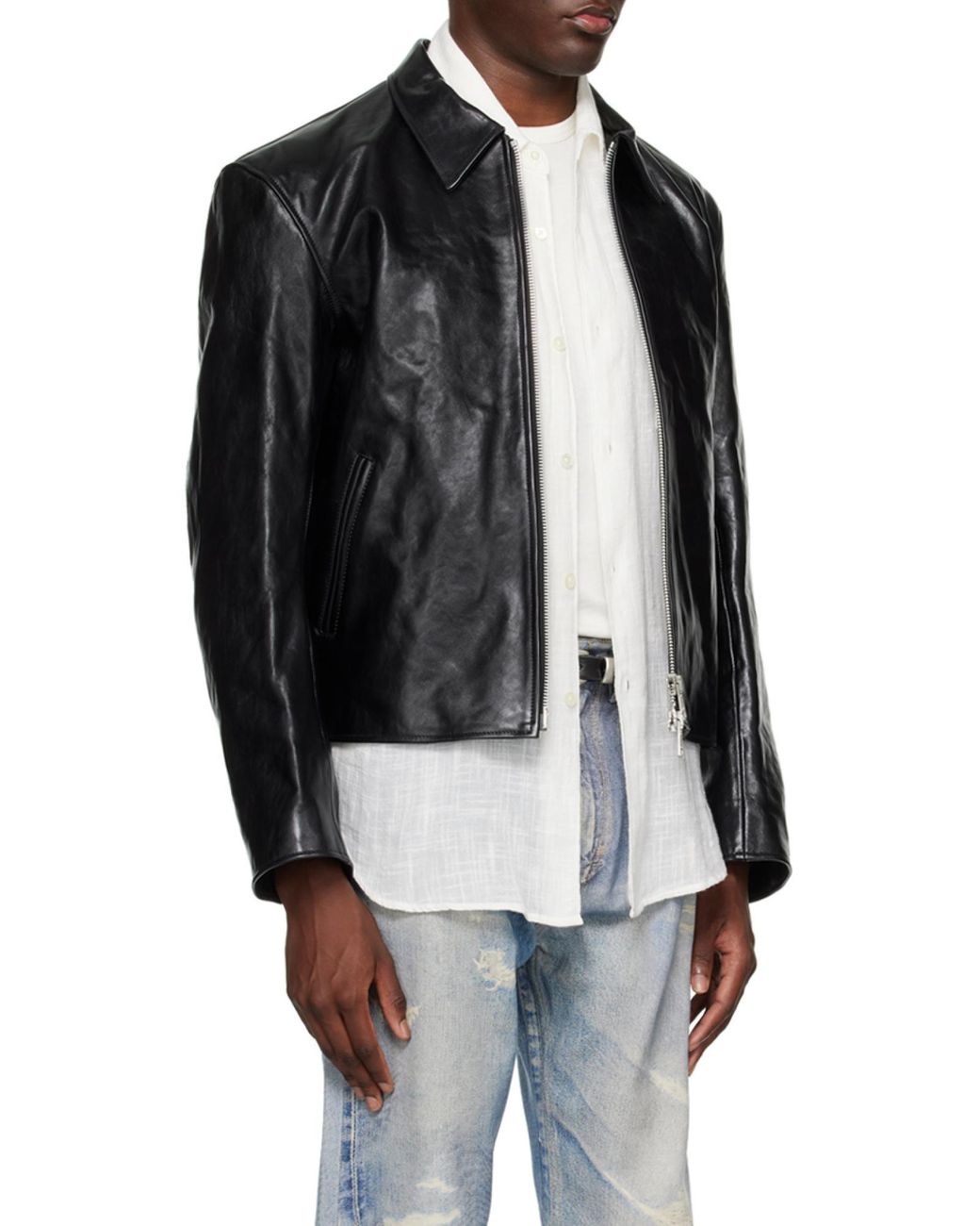 Our Legacy Black Top Dyed Leather Mini Jacket for men