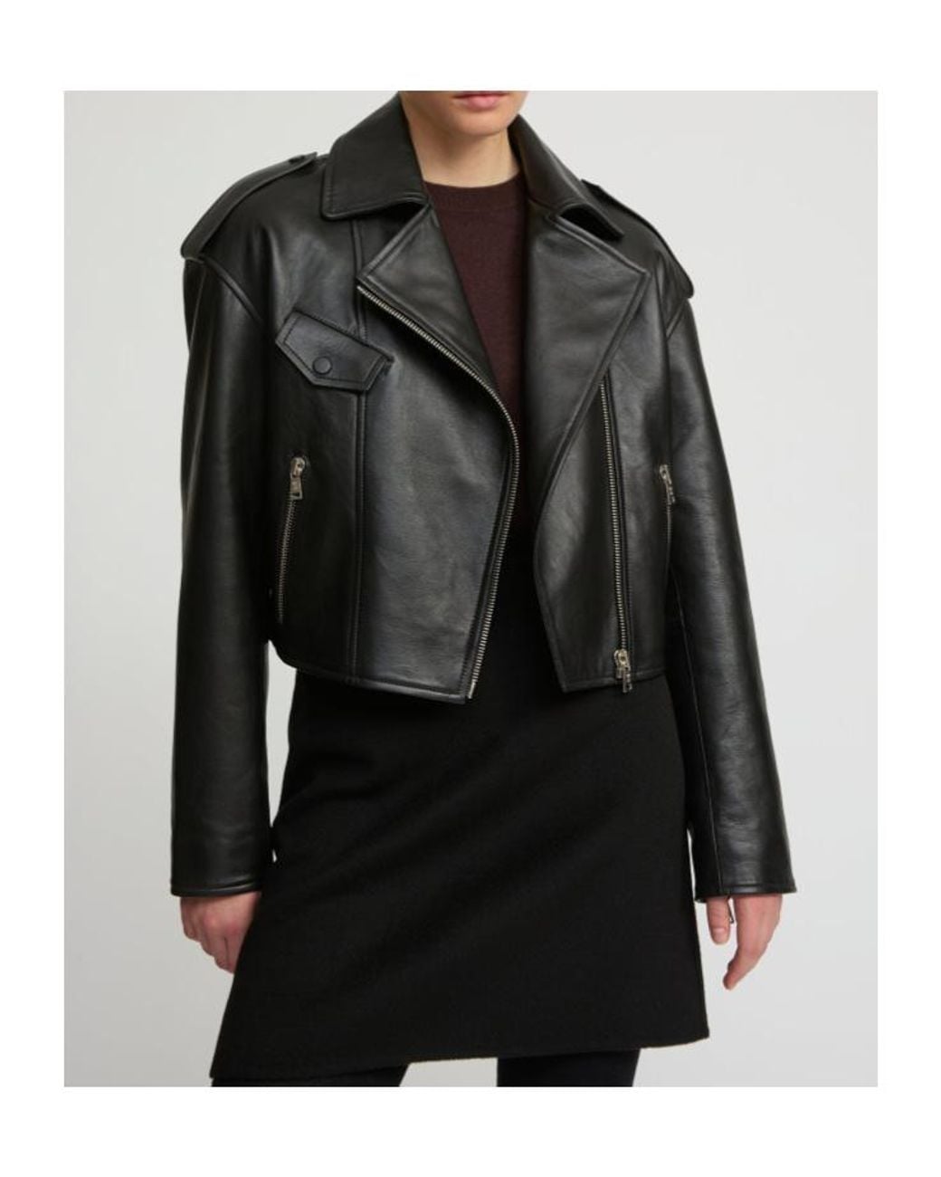 Yves Salomon Black Lambskin Biker Jacket