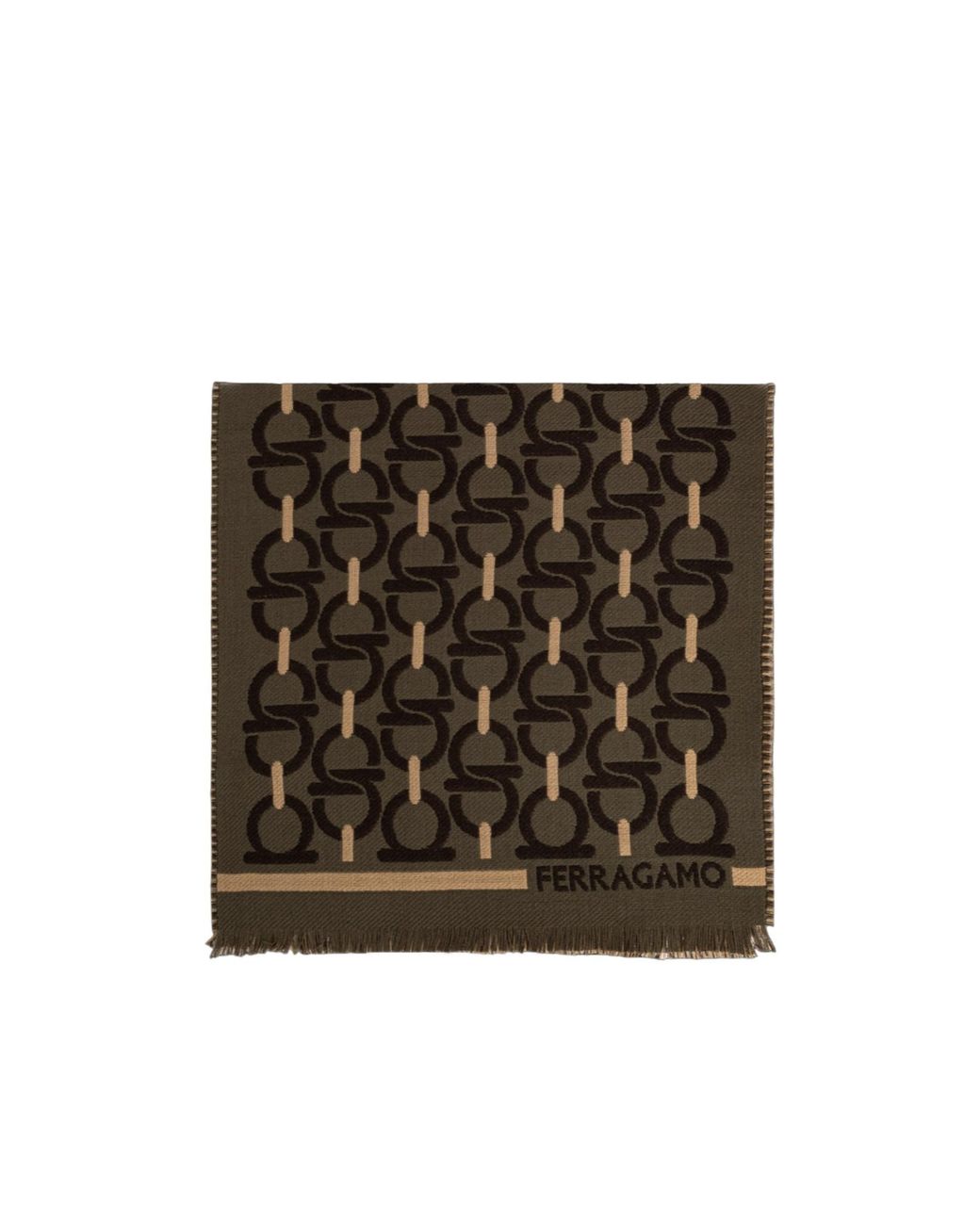 Ferragamo Black Ferragamo Gancini Pattern Scarf for men