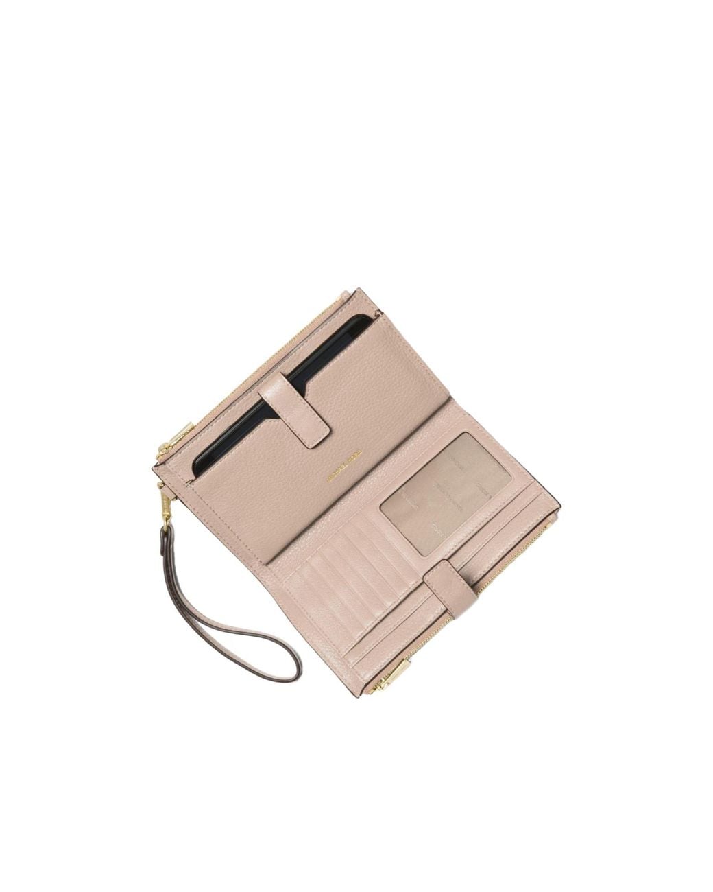 MICHAEL Michael Kors Pink Double Zip Wristlet Wallet On Chain