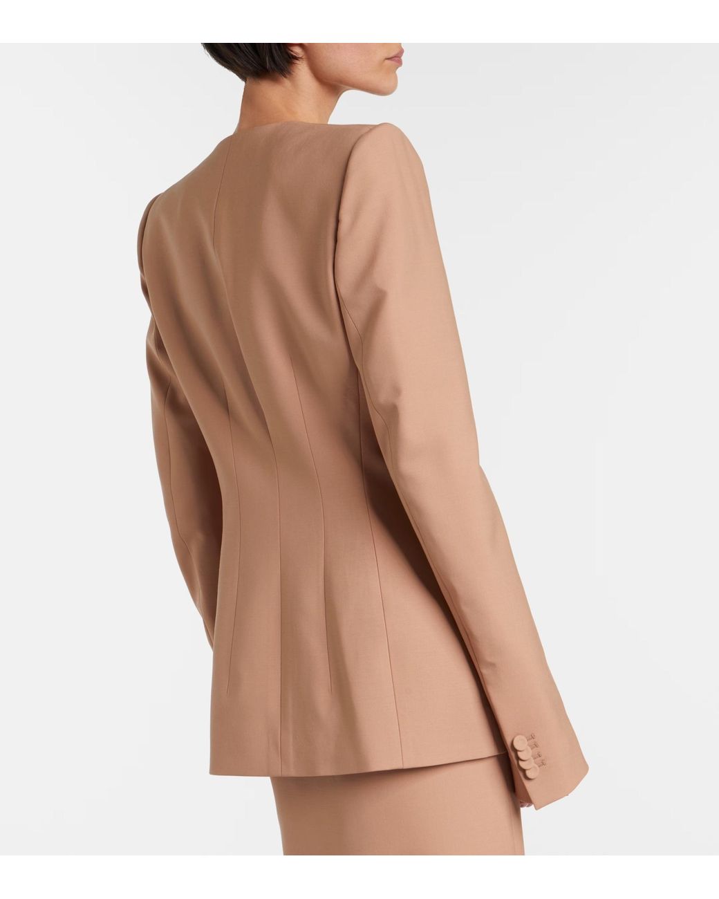 Mugler Brown Crew Neck Suit Jacket