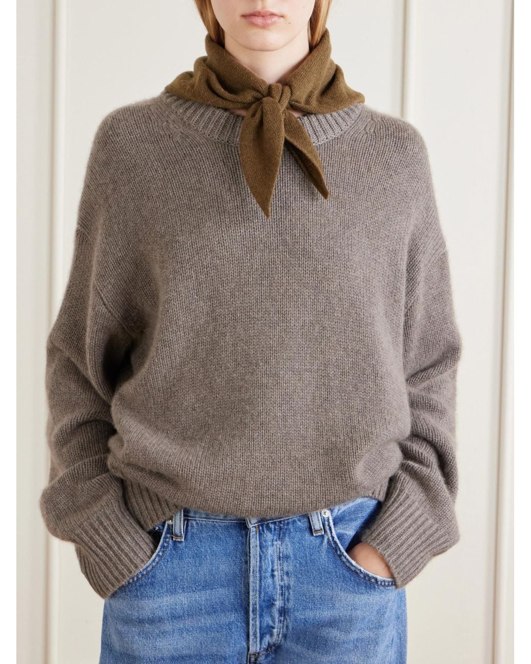 Johnstons Brown Reel Cashmere Scarf